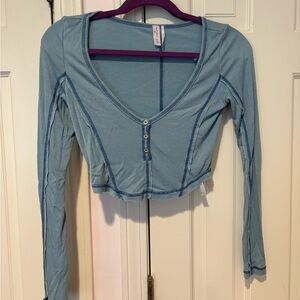Urban Outfitters Out From Under Blue Fitted Crop Top Blouse